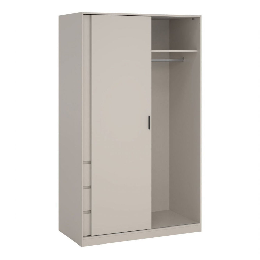 Naia Wardrobe with 1 Sliding Door 1 Std Door & 3 Drawers in Cashmere