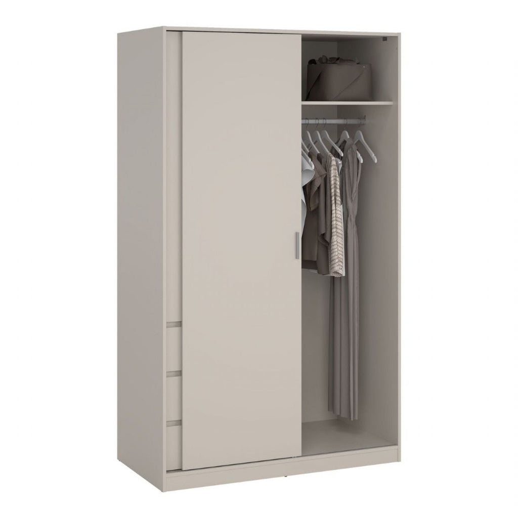 Naia Wardrobe with 1 Sliding Door 1 Std Door & 3 Drawers in Cashmere