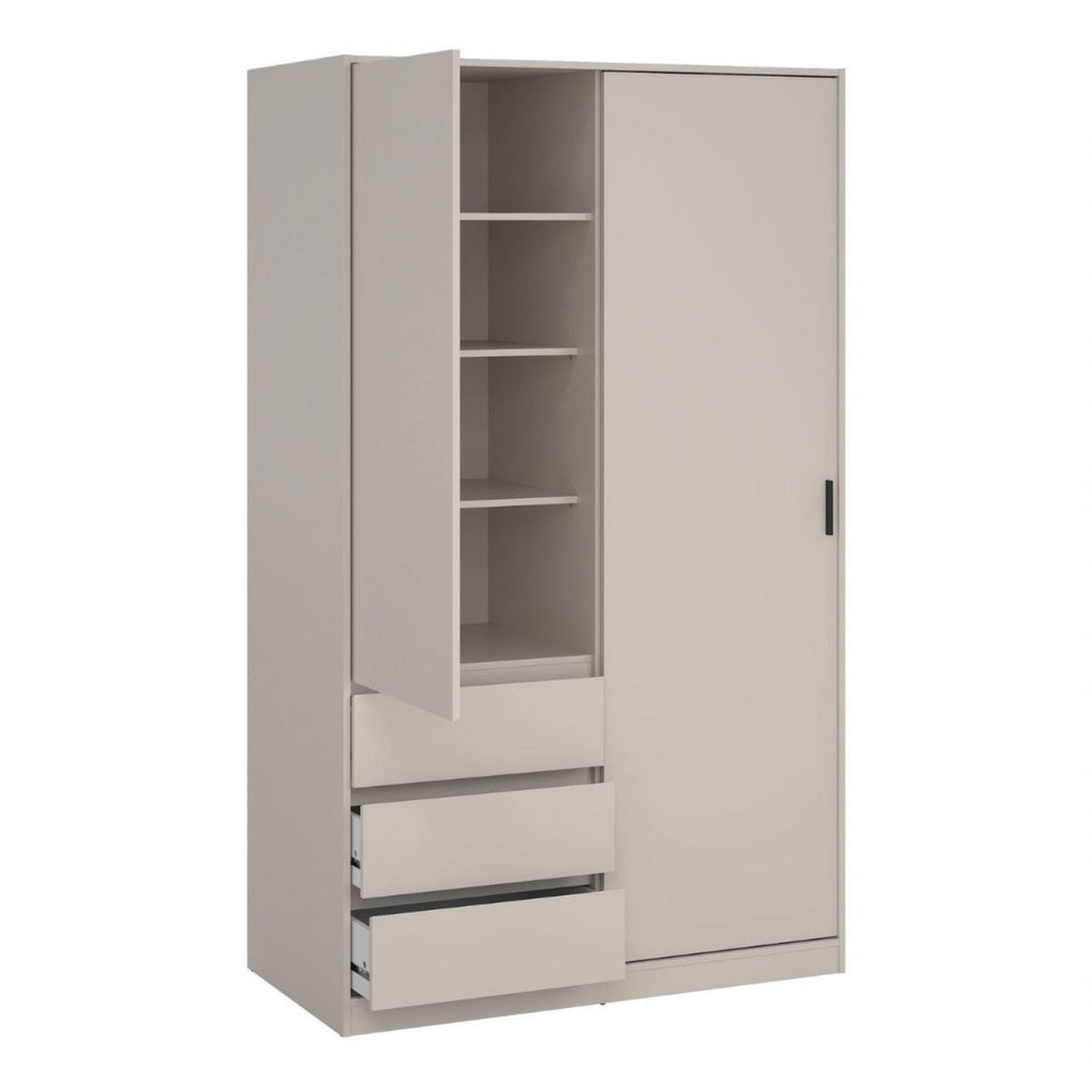 Naia Wardrobe with 1 Sliding Door 1 Std Door & 3 Drawers in Cashmere