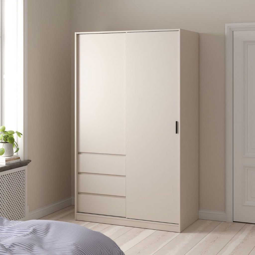 Naia Wardrobe with 1 Sliding Door 1 Std Door & 3 Drawers in Cashmere