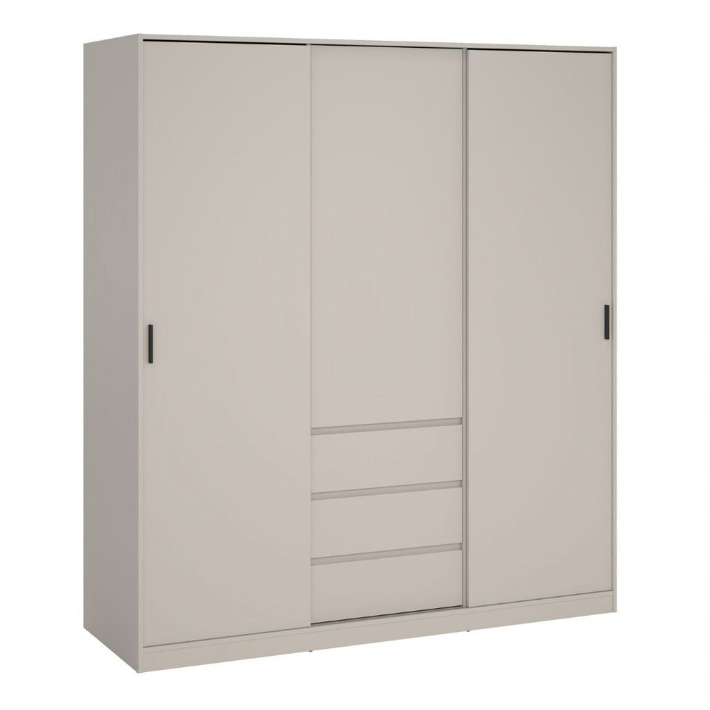 Naia Wardrobe with 2 sliding Doors 1 Door 3 Drawers in Cashmere