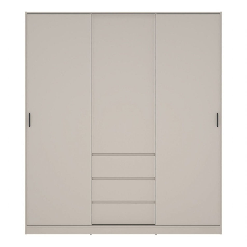 Naia Wardrobe with 2 sliding Doors 1 Door 3 Drawers in Cashmere