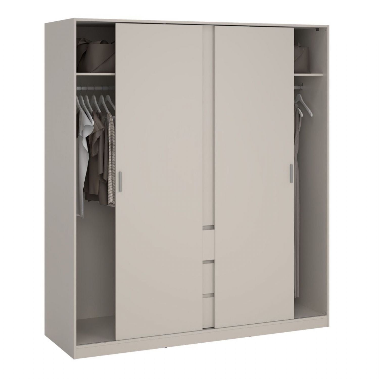 Naia Wardrobe with 2 sliding Doors 1 Door 3 Drawers in Cashmere