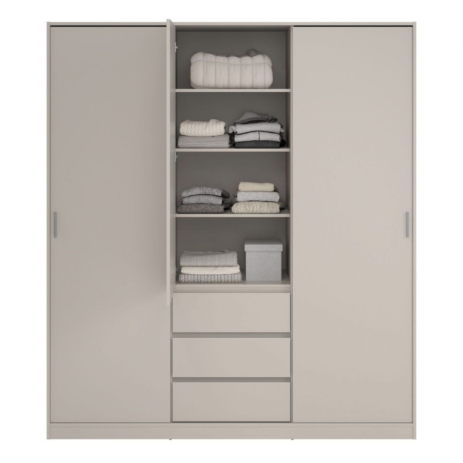 Naia Wardrobe with 2 sliding Doors 1 Door 3 Drawers in Cashmere