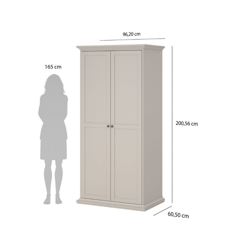 Paris Wardrobe with 2 Doors in Cashmere