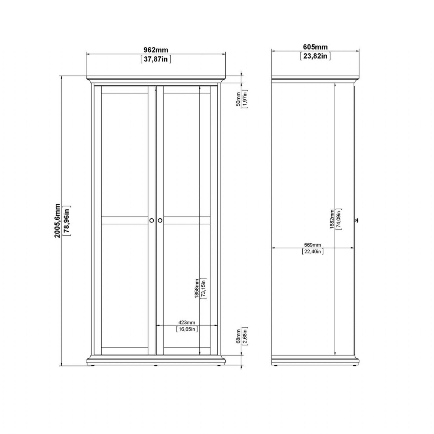 Paris Wardrobe with 2 Doors in Cashmere