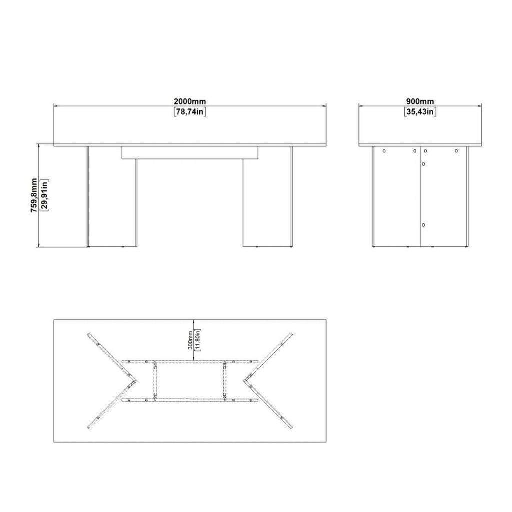 Family Dining table 90x200cm in White