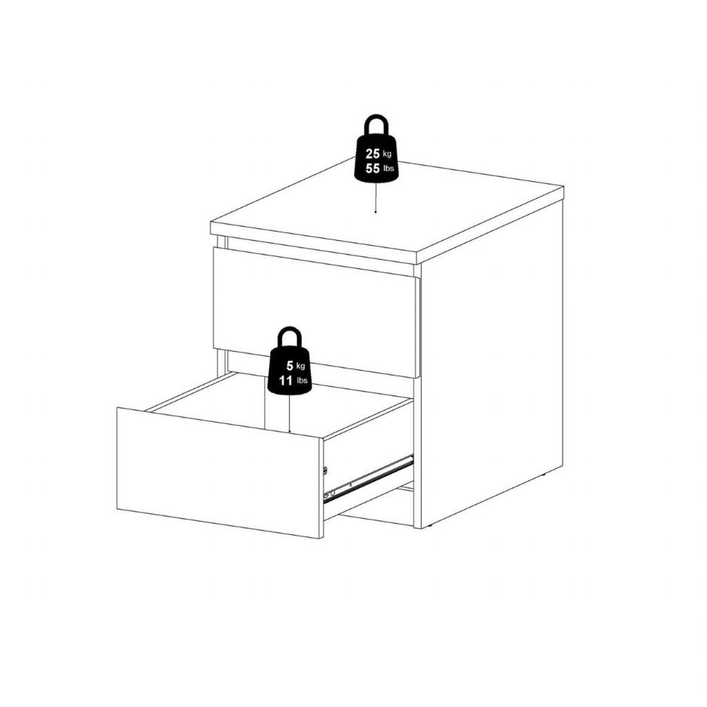 Naia Bedside 2 Drawers in Concrete and White High Gloss