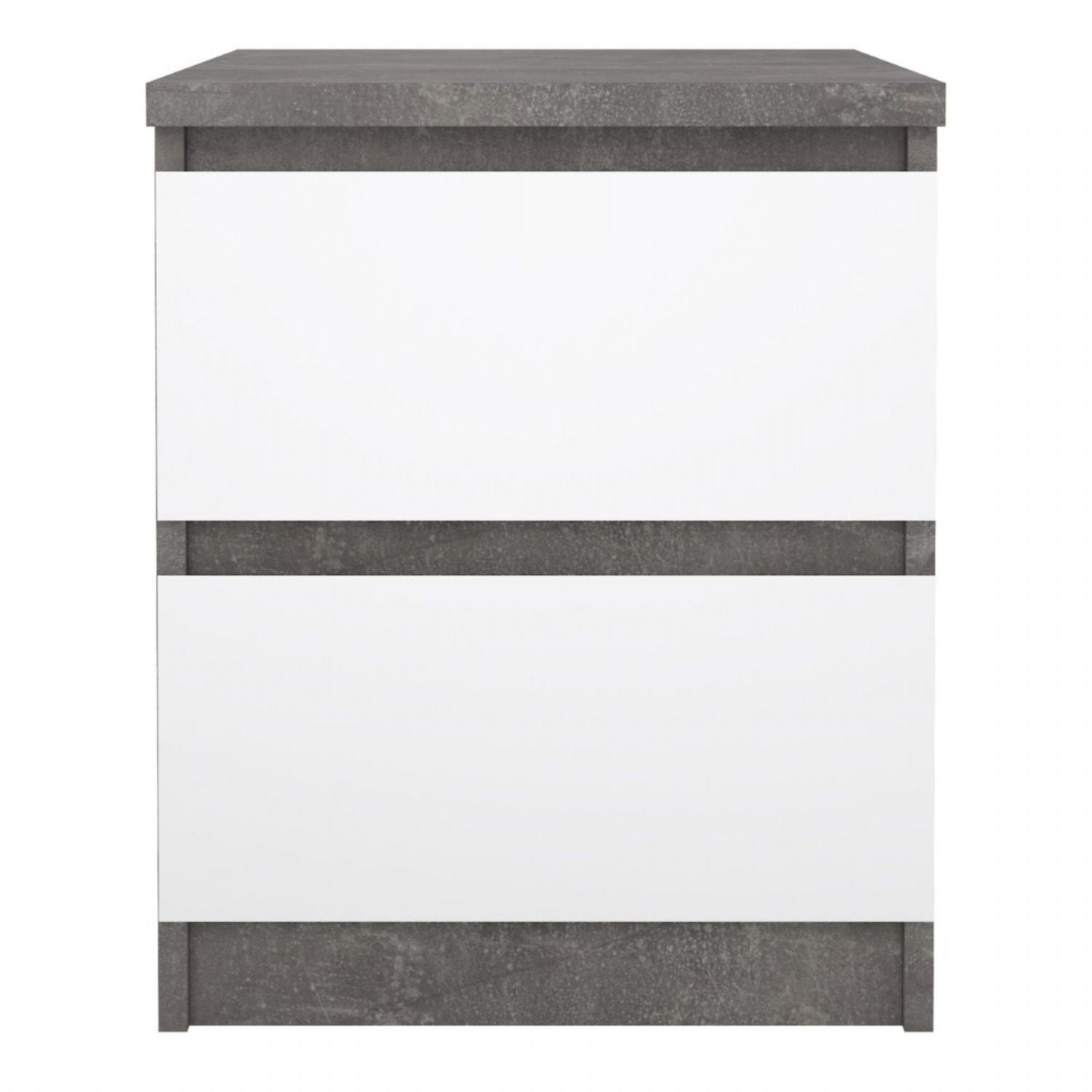 Naia Bedside 2 Drawers in Concrete and White High Gloss
