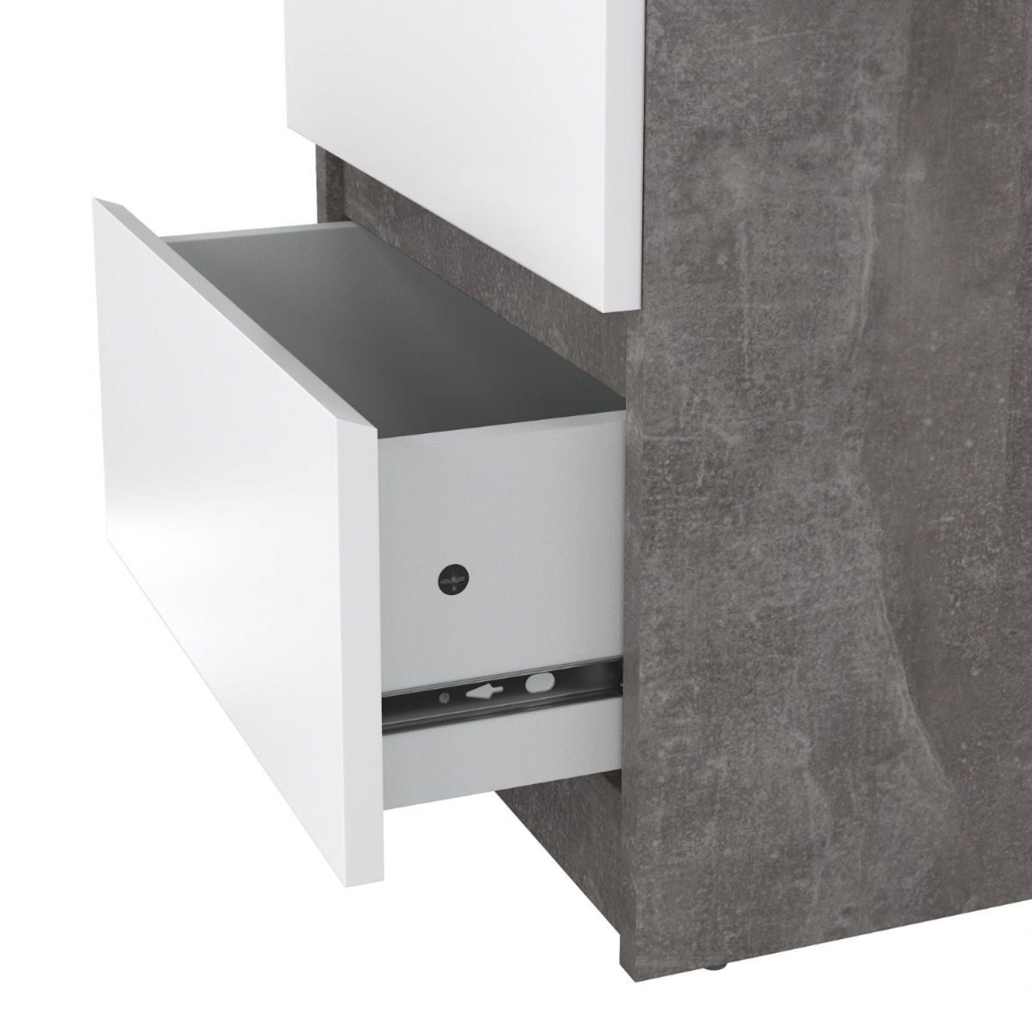 Naia Bedside 2 Drawers in Concrete and White High Gloss