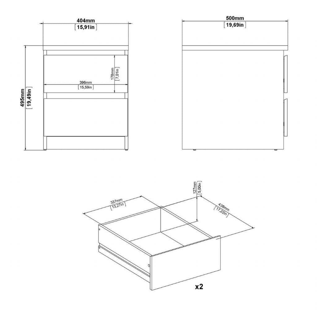 Naia Bedside 2 Drawers in Jackson Hickory
