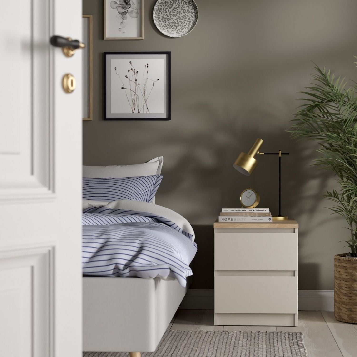 Naia Bedside 2 Drawers in Cashmere Jackson Hickory