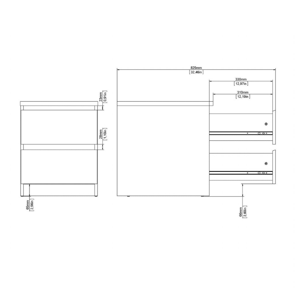 Naia Bedside 2 Drawers in Cashmere