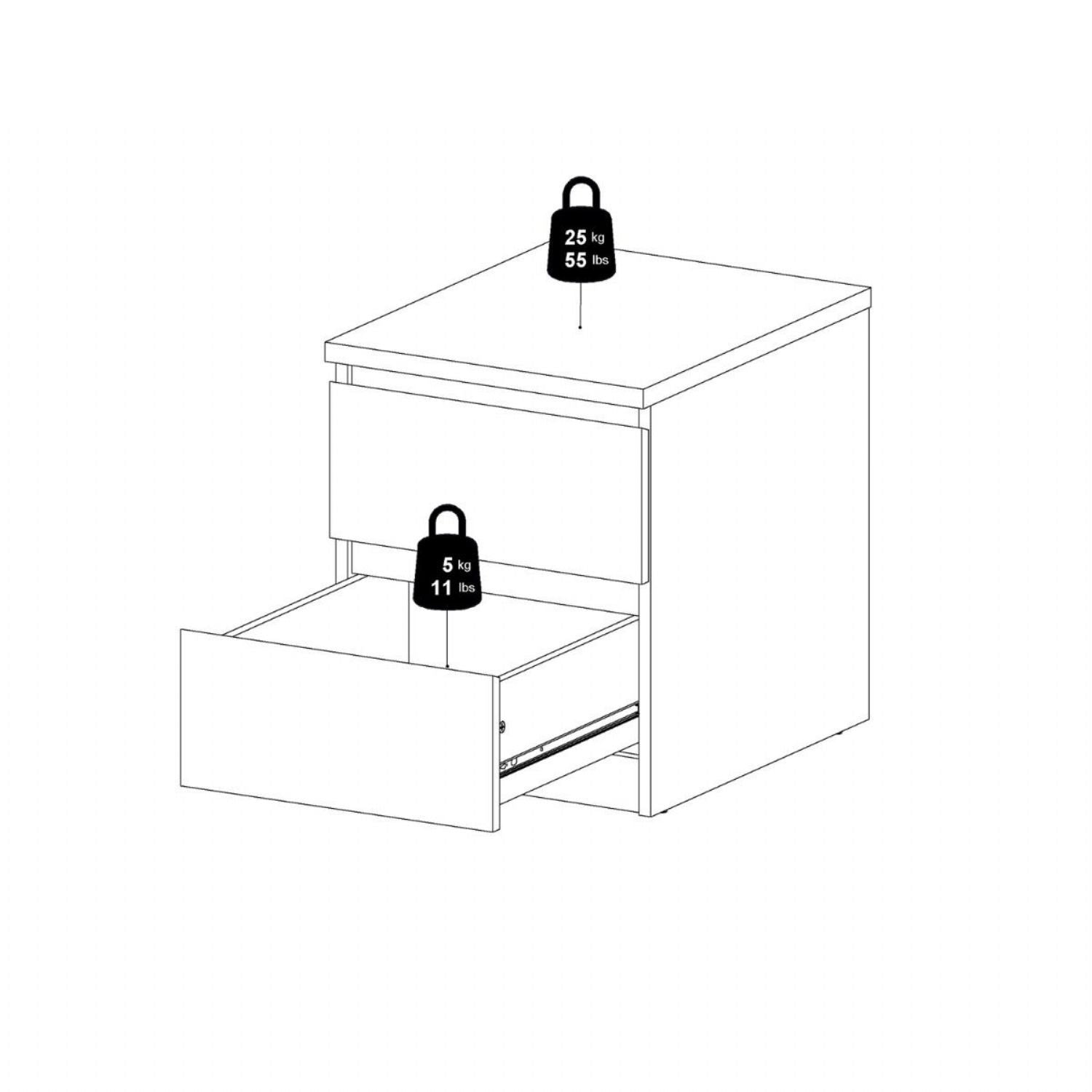 Naia Bedside 2 Drawers in Cashmere