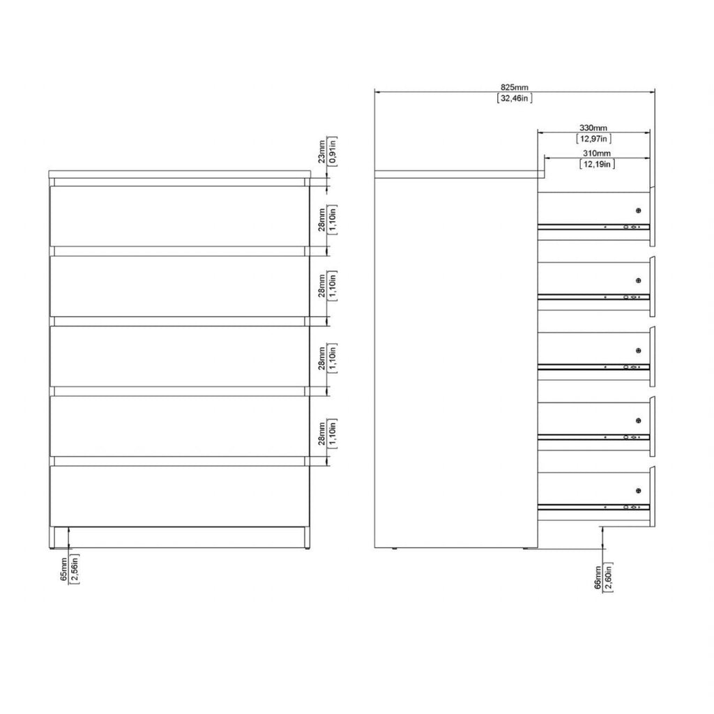 Naia Chest of 5 Drawers in Cashmere Jackson Hickory