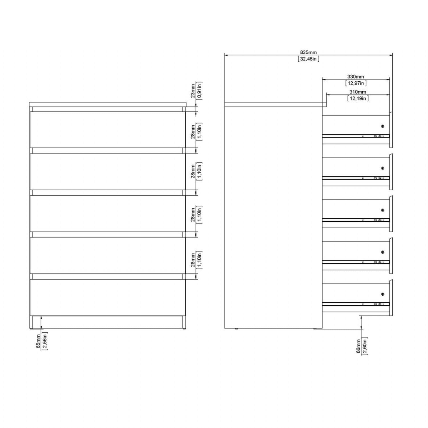 Naia Chest of 5 Drawers in Cashmere Jackson Hickory