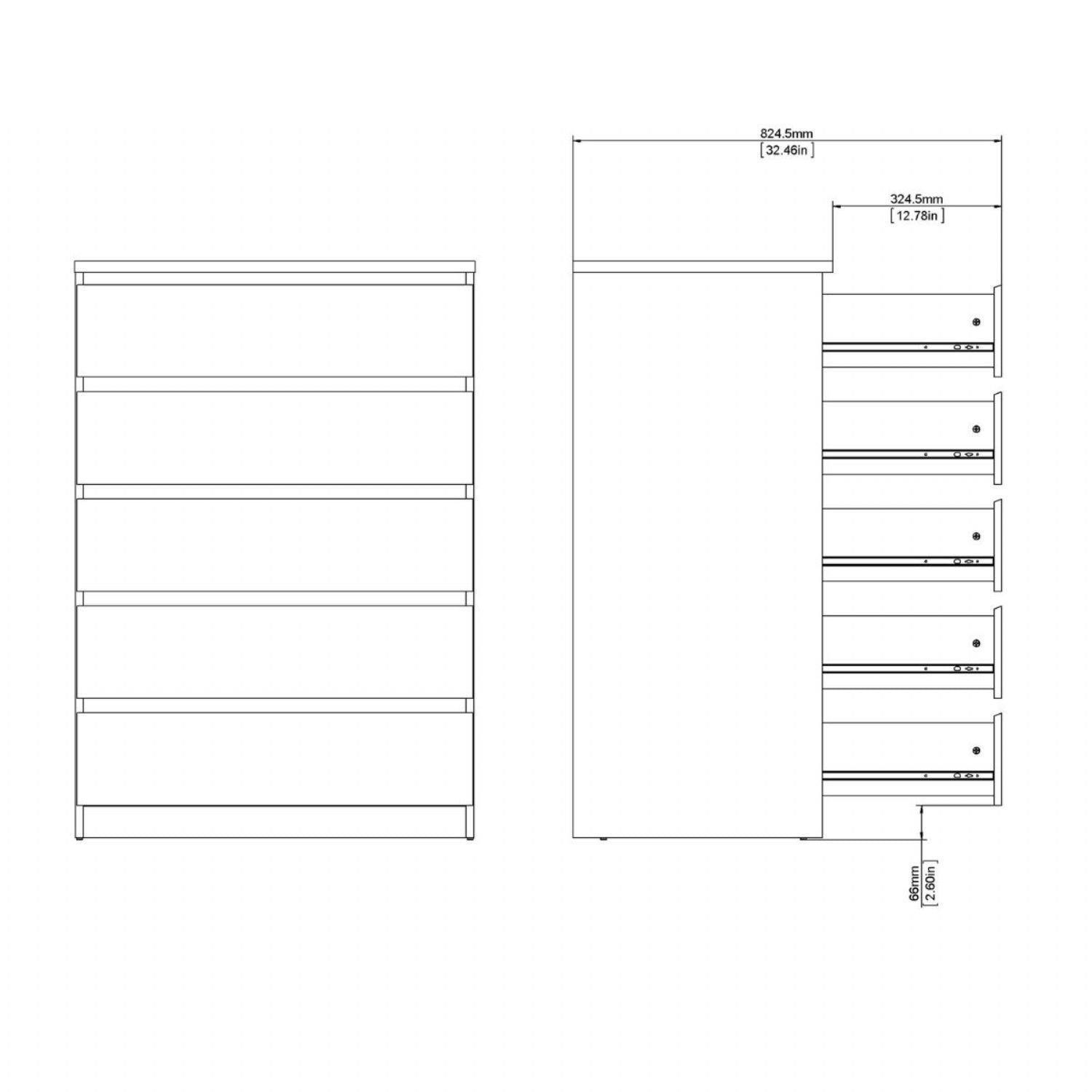 Naia Chest of 5 Drawers in Cashmere
