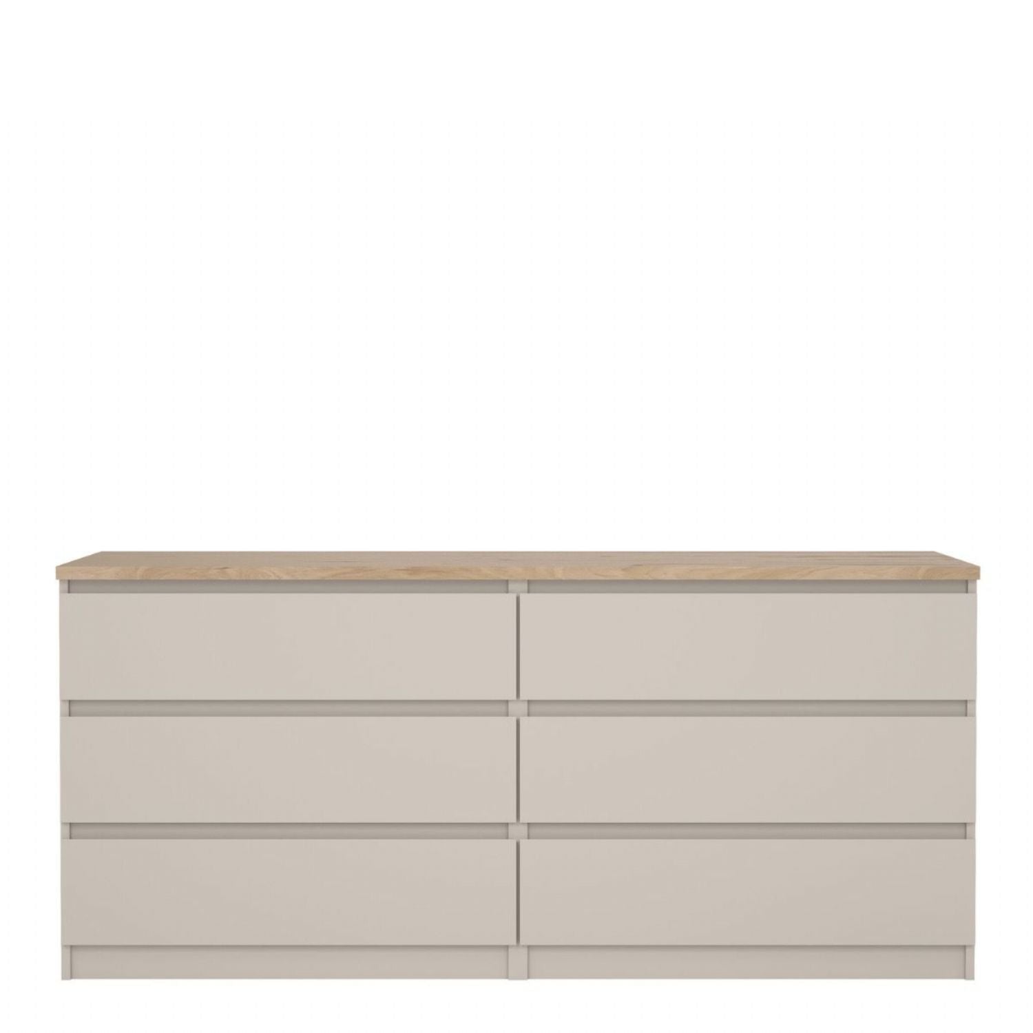 Naia Wide Chest of 6 Drawers (3+3) in Cashmere Jackson Hickory