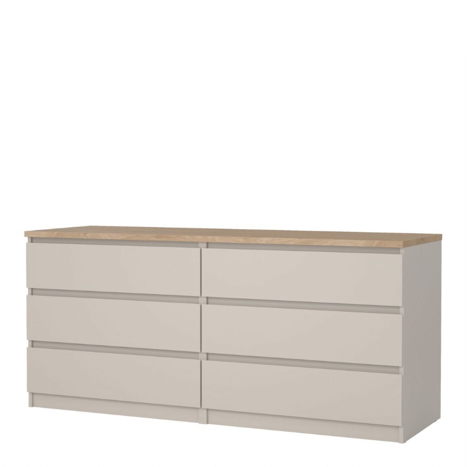 Naia Wide Chest of 6 Drawers (3+3) in Cashmere Jackson Hickory