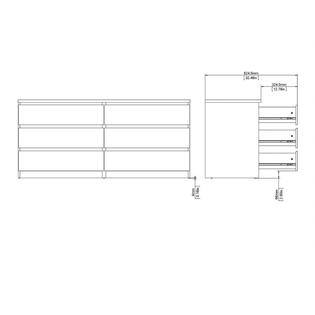 Naia Wide Chest of 6 Drawers (3+3) in Cashmere