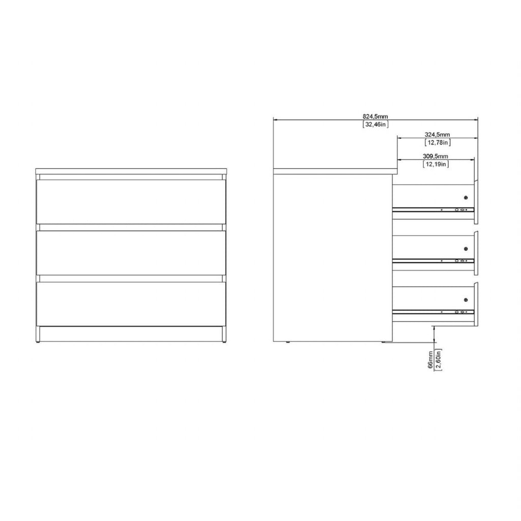 Naia Chest of 3 Drawers in Cashmere