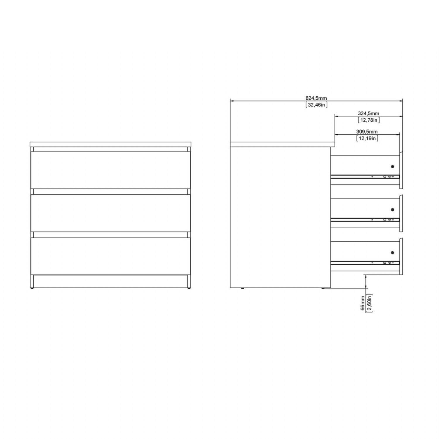 Naia Chest of 3 Drawers in Cashmere