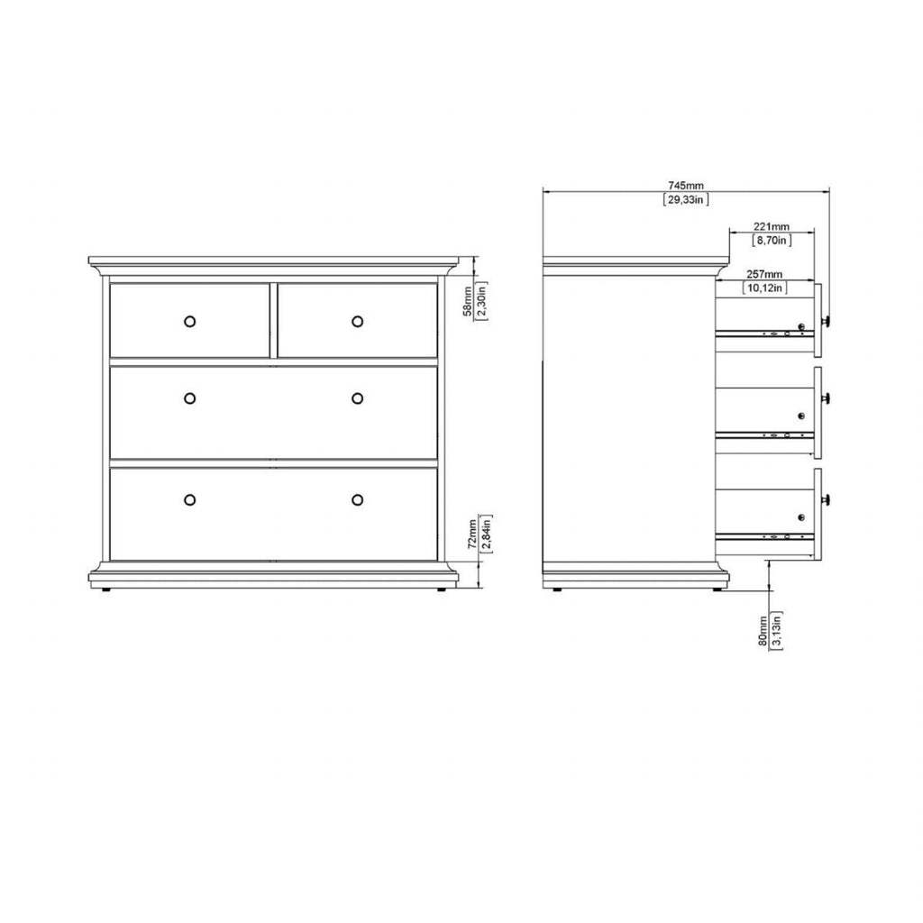Paris Chest of 4 Drawers in Cashmere