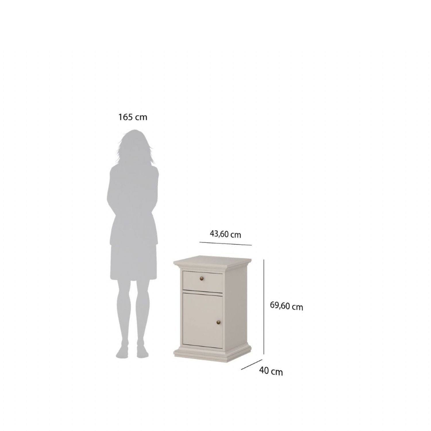 Paris Nightstand 1 door 1 Drawer in Cashmere