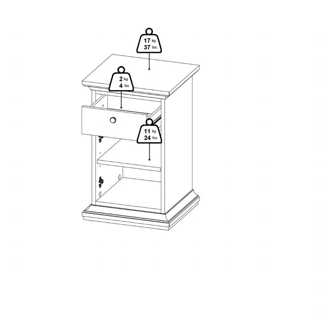 Paris Nightstand 1 door 1 Drawer in Cashmere
