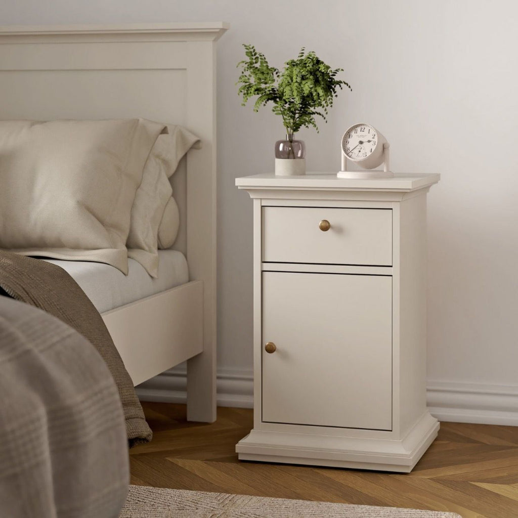 Paris Nightstand 1 door 1 Drawer in Cashmere