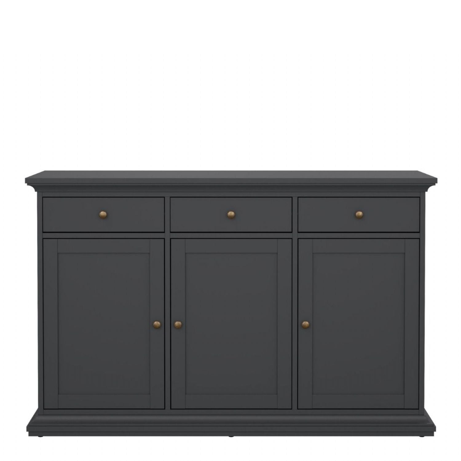 Paris Sideboard with 3 Doors and 3 Drawers in Matt Grey