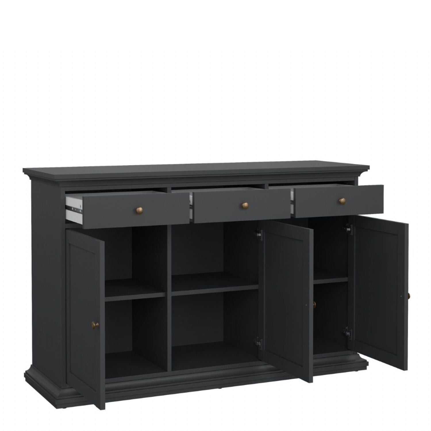 Paris Sideboard with 3 Doors and 3 Drawers in Matt Grey