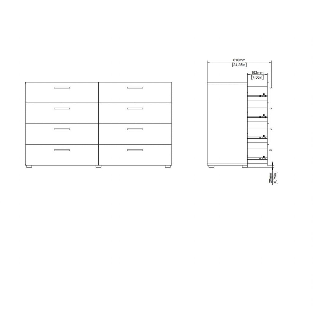 Pepe Wide Chest of 8 Drawers in White