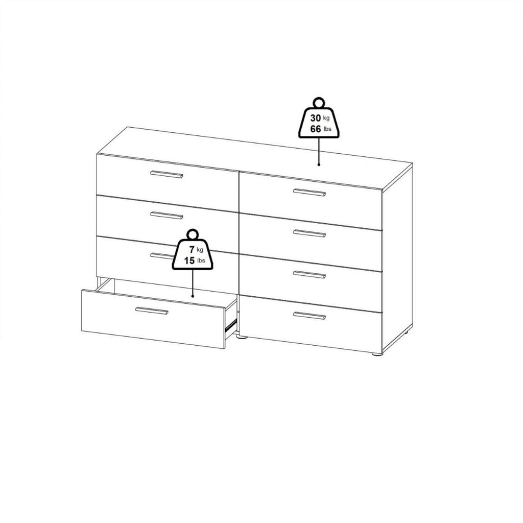 Pepe Wide Chest of 8 Drawers in White