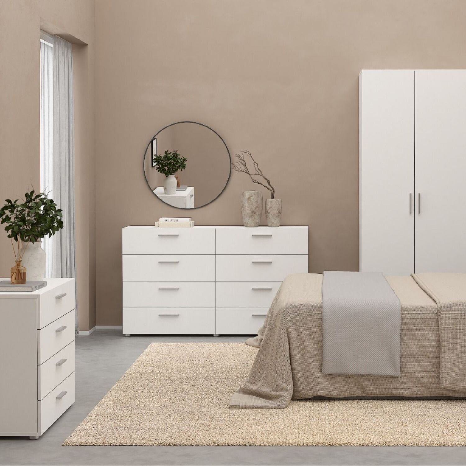 Pepe Wide Chest of 8 Drawers in White