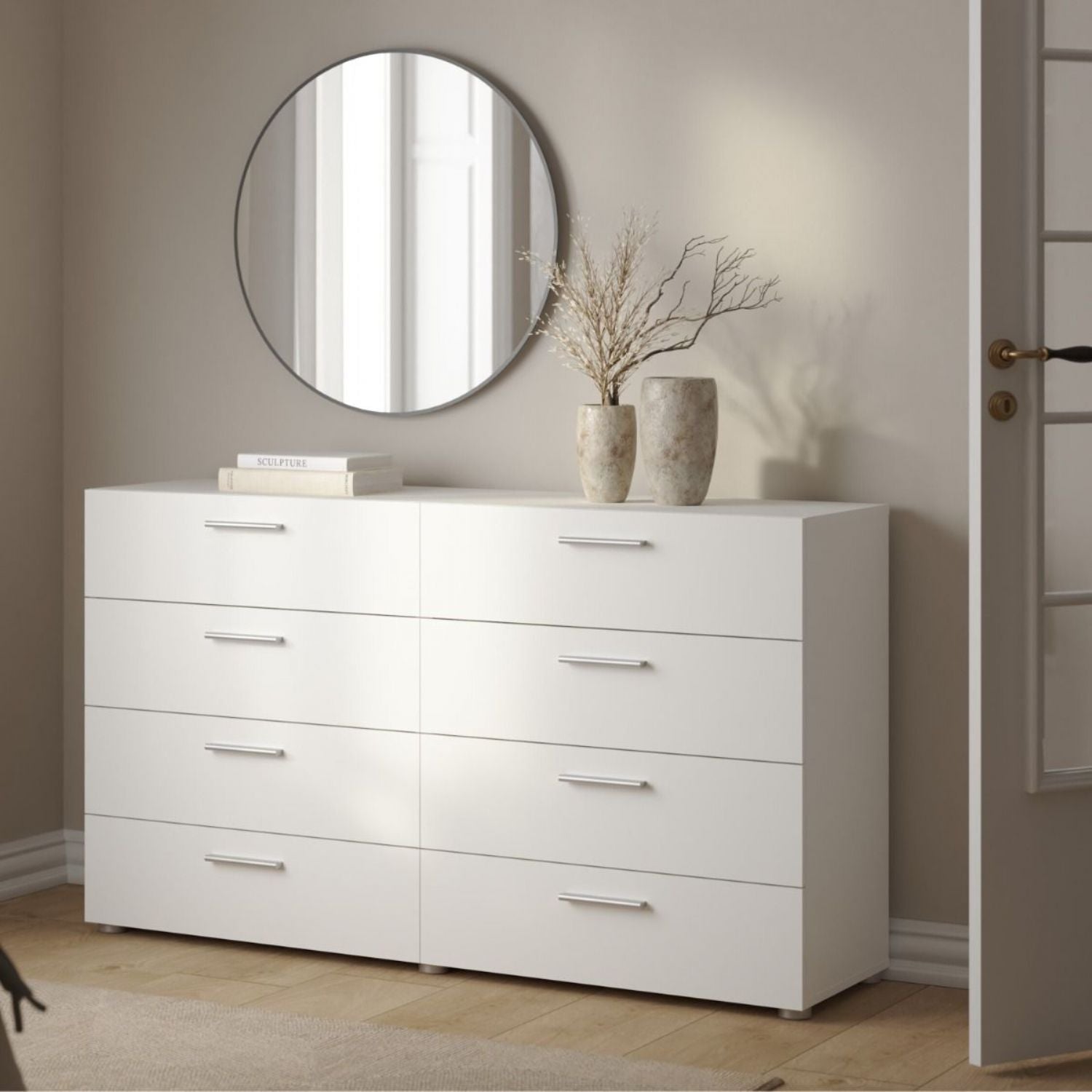 Pepe Wide Chest of 8 Drawers in White