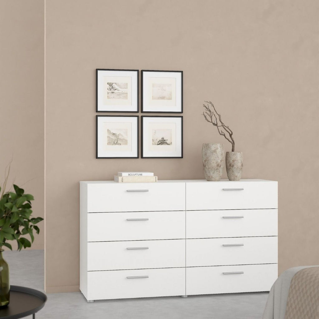 Pepe Wide Chest of 8 Drawers in White