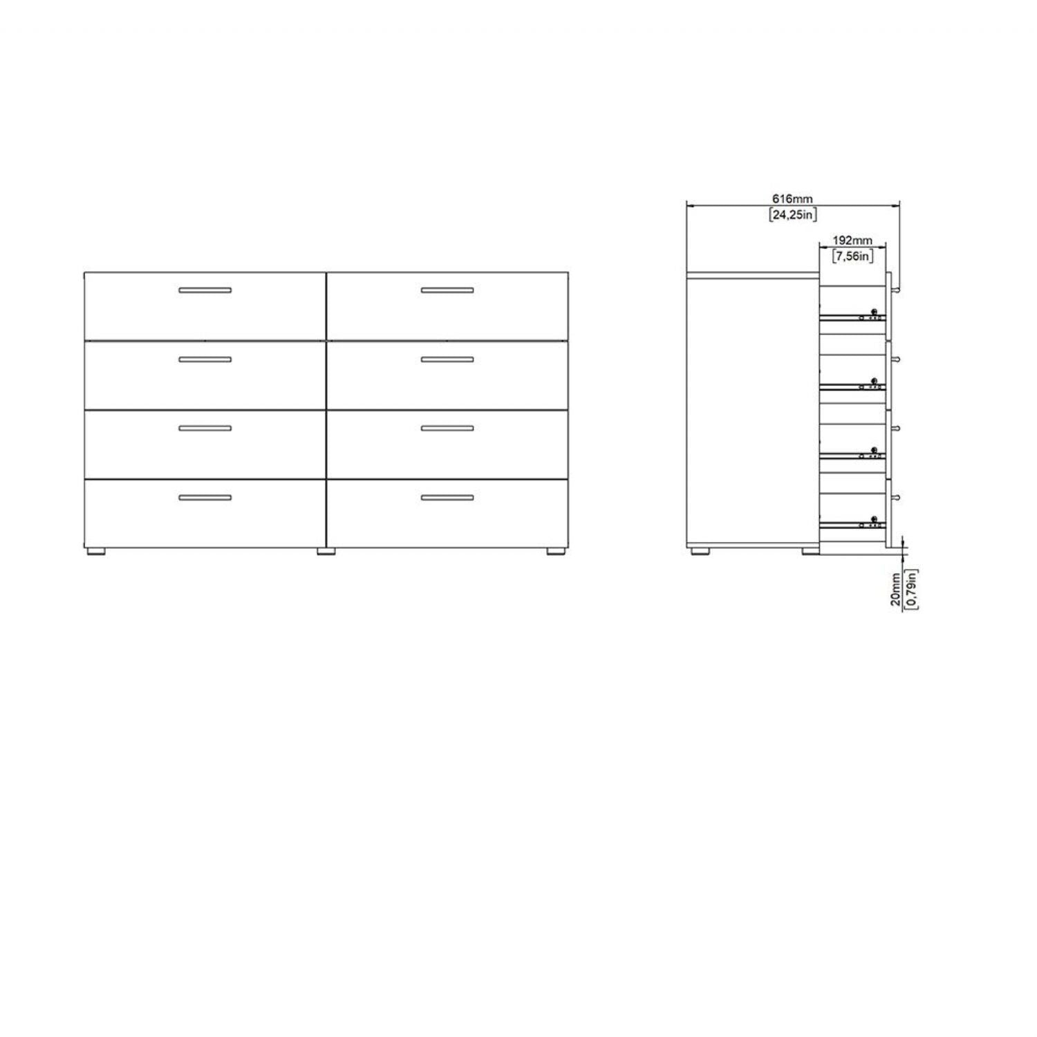 Pepe Wide Chest of 8 Drawers in Walnut