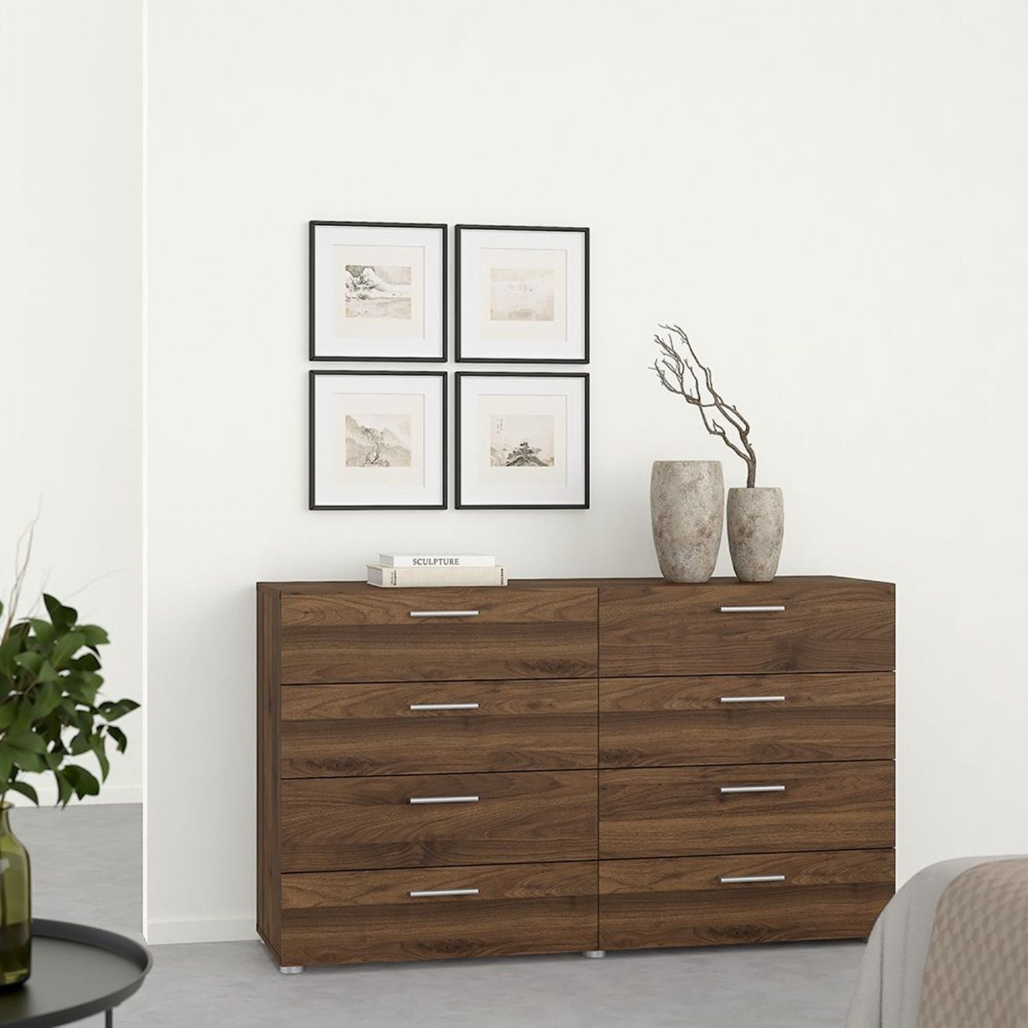 Pepe Wide Chest of 8 Drawers in Walnut