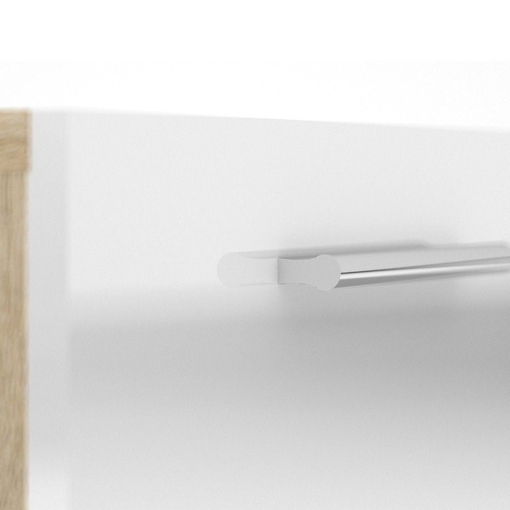Modern Chest of 5 Drawers in Oak With White High Gloss 70 x 102cm