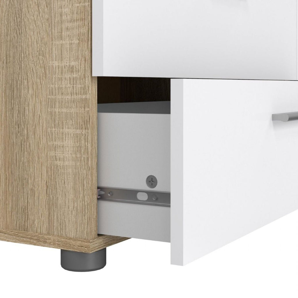 Pepe Wide Chest of 8 Drawers in Oak with White High Gloss