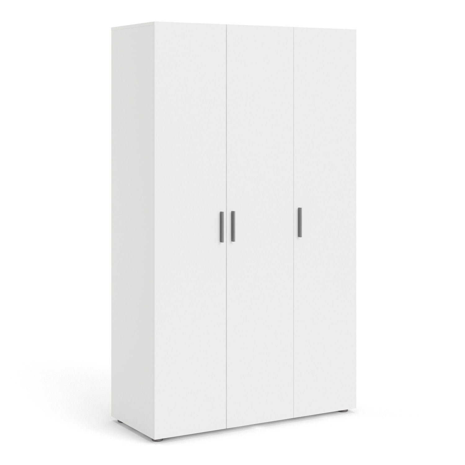 White 3 Door Triple Plain Wardrobe 200cm Tall x 118cm Wide