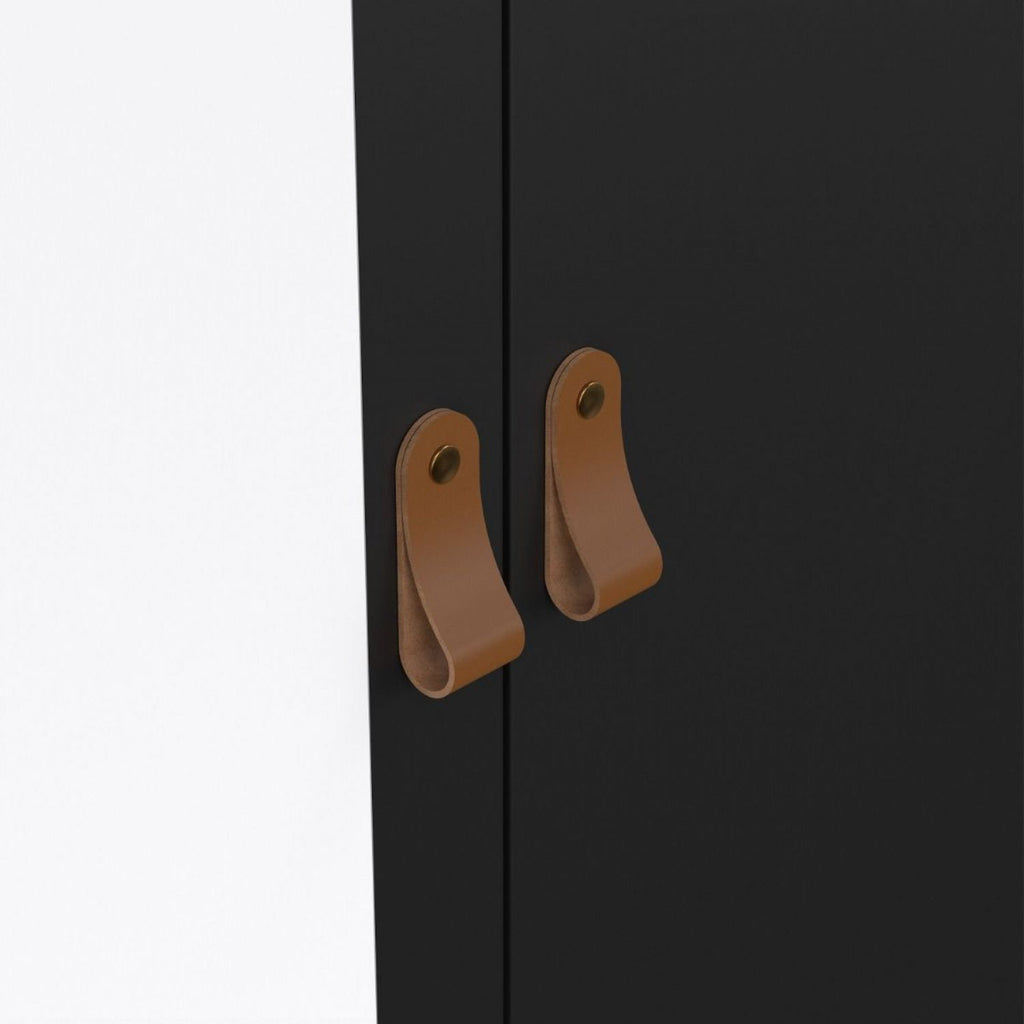 Barcelona Wardrobe with 1 door 1 Mirror Door + 2 Drawers Matt Black