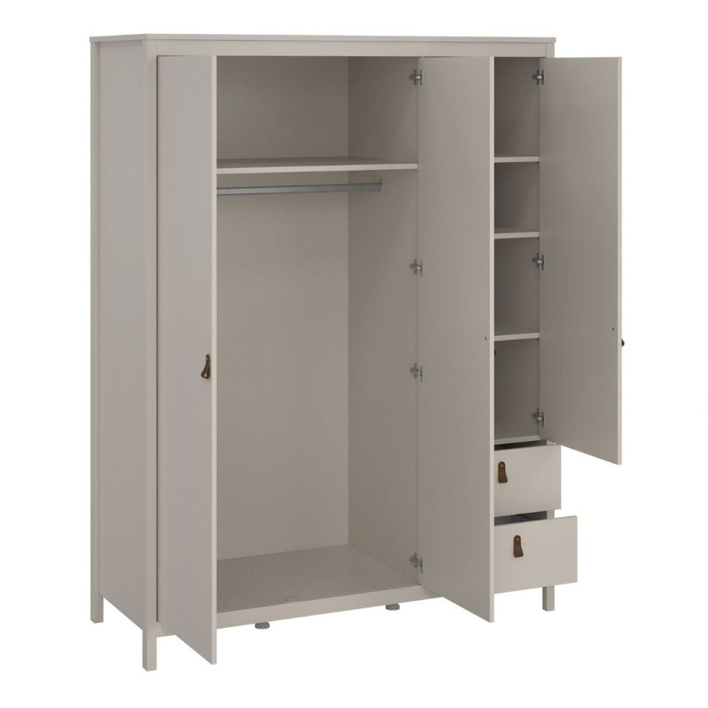 Barcelona Wardrobe with 2 Doors + 1 Mirror Door + 2 Drawers in Cashmere