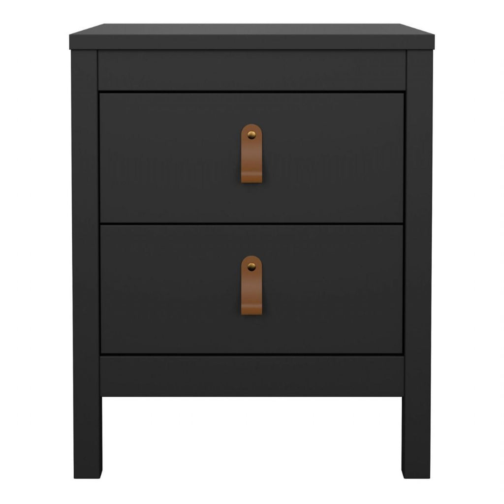 Matt Black 2 Drawer Bedside Cabinet