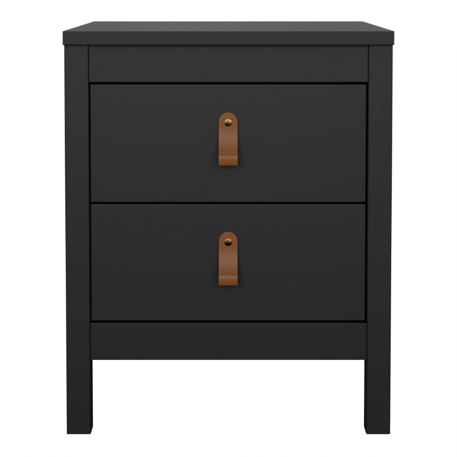 Matt Black 2 Drawer Bedside Cabinet