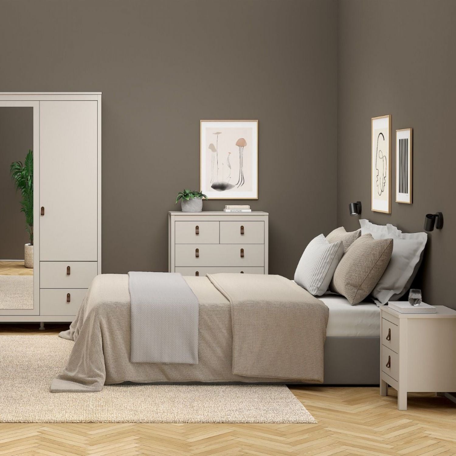 Barcelona Bedside Table 2 Drawers in Cashmere