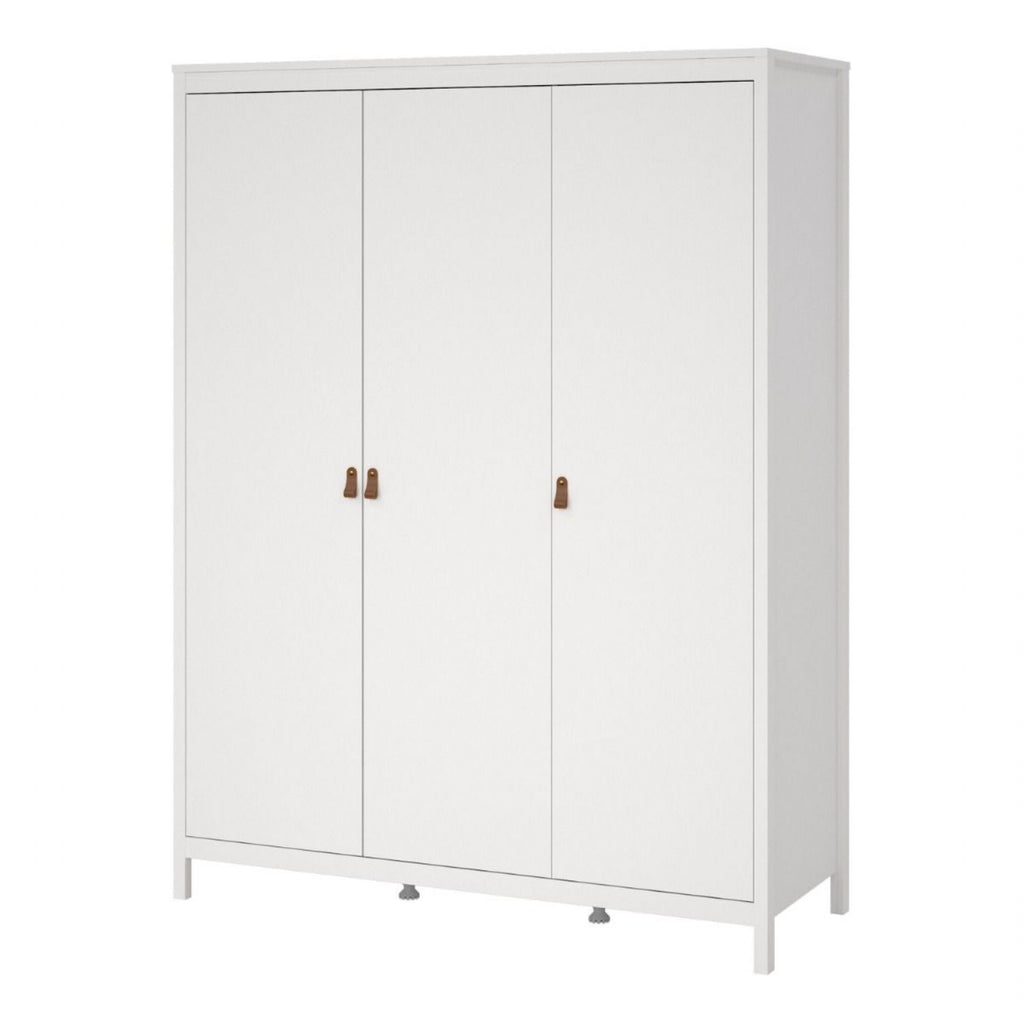 Large White Triple 3 Door Tall Wardrobe 150cm Wide