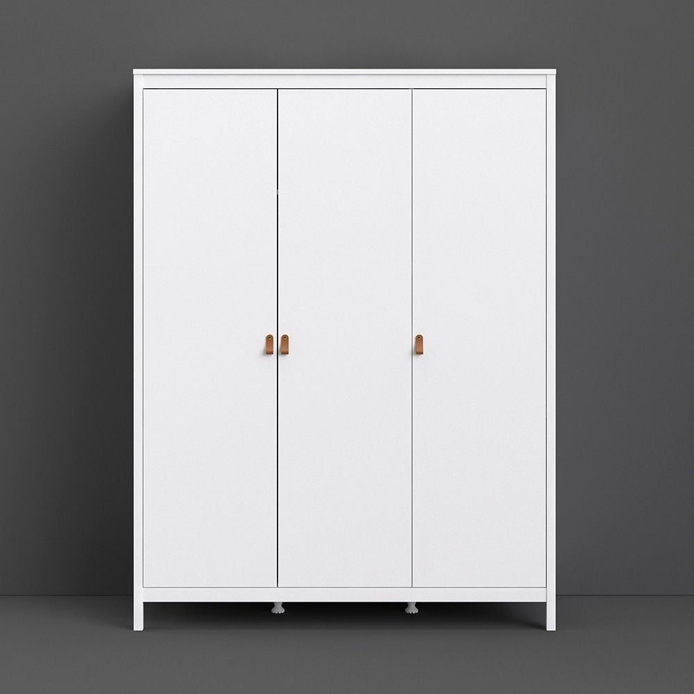 Large White Triple 3 Door Tall Wardrobe 150cm Wide