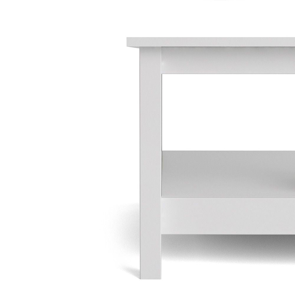 Traditional Small White Open Shelf Coffee Table